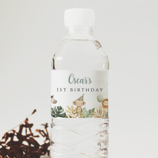 Wild One Birthday Party Decor Safari Animal Jungle Water Bottle Label (Creator Uploaded)