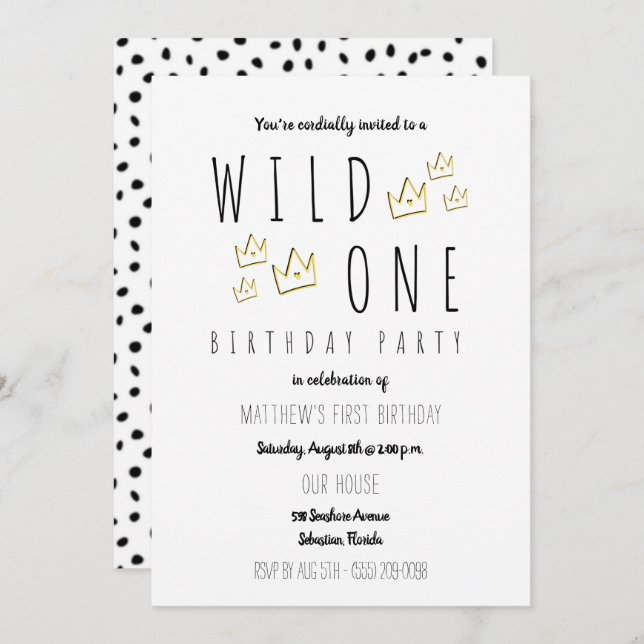 Wild One Birthday Party Invitation (Front/Back)