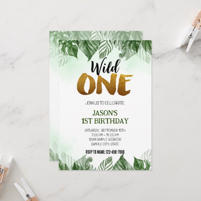Wild One Birthday Party Invitation (Front/Back In Situ)