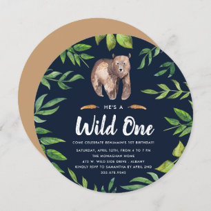 Wild One Birthday Party Invitation   Circle