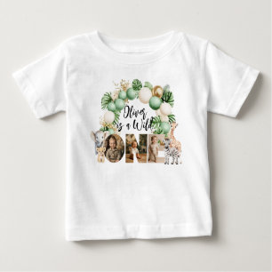 Wild One Birthday Safari Animal Photo Baby T-Shirt