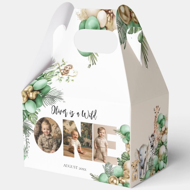 Wild One Birthday Safari Animal Photo Favour Box (Front)