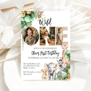 Wild One Birthday Safari Animal Photo Invitation