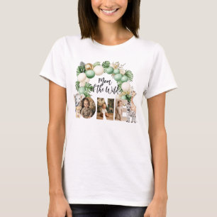 Wild One Birthday Safari Animal Photo Mum T-Shirt