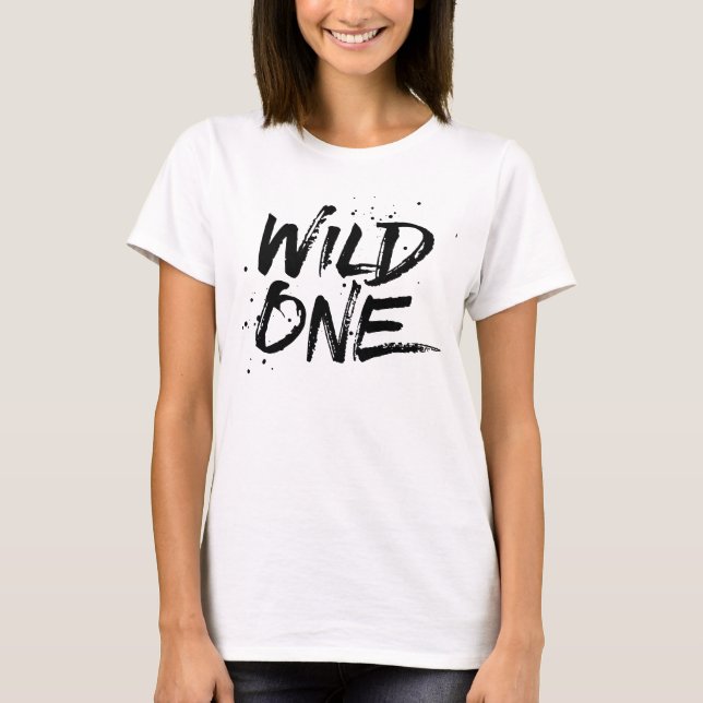 Wild One Black Brushed Lettering T-Shirt (Front)