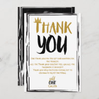 Wild One Black Gold Photo 1 1st Birthday Thank You