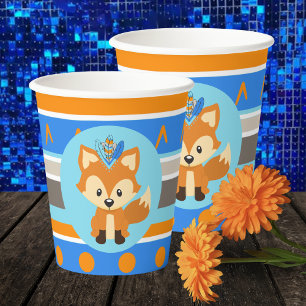 Wild One Blue Woodland Fox Party Paper Cups