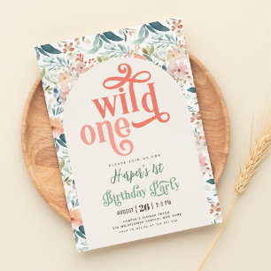 wild one blue yellow wild flower 1st Birthday  Invitation