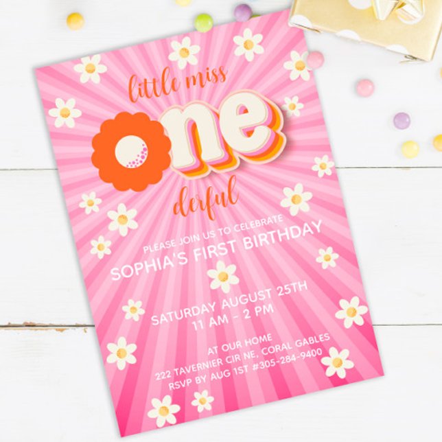 Wild One Boho Daisy Rainbow 1st Birthday Invitatio Invitation (Creator Uploaded)