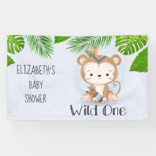 Wild One Boho Monkey Birthday Party  Banner