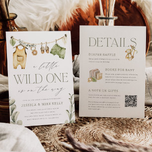 Wild One   Boho Safari All in One Baby Shower Invitation