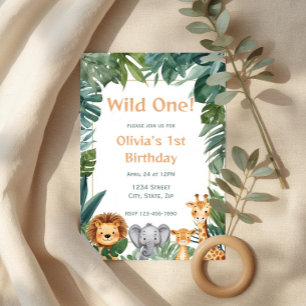 Wild One Boho Safari Jungle Animals 1st Birthday Invitation
