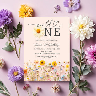 Wild One Boho Wildflower 1st Birthday  Invitation