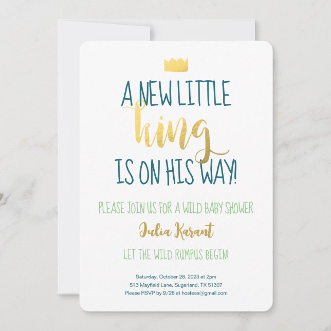 Wild One Boy Baby Shower Invitation (Front)