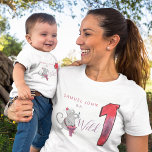 Wild One boy first birthday funny character party Toddler T-Shirt<br><div class="desc">Wild One boy party t-shirt featuring a funny mouse beating the drum next to a watercolor big 1 figure in purple,  navy and red watercolor shades.              Easy to personalise with your kid's name.</div>