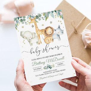 Wild One Boy Safari Baby Shower Invitation