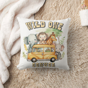 Wild one boys birthday safari animals  cushion