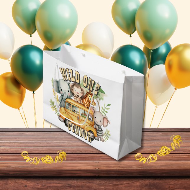 Wild one boys birthday safari animals  large gift bag (Creator Uploaded)