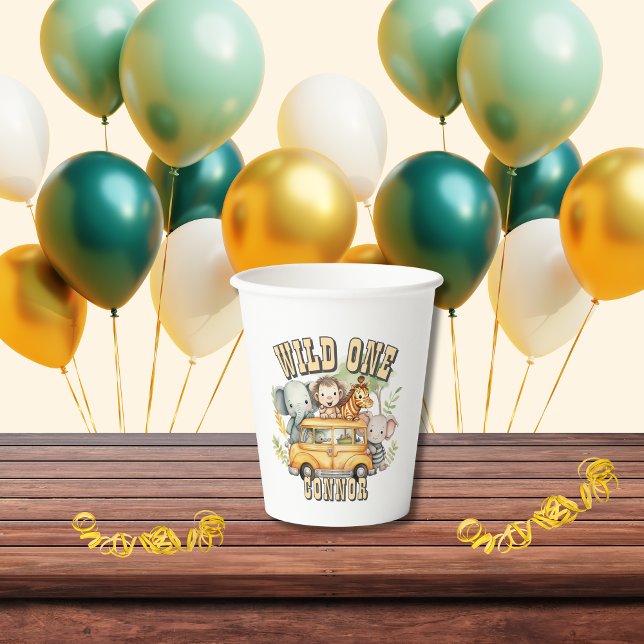 Wild one boys birthday safari animals  paper cups (Creator Uploaded)