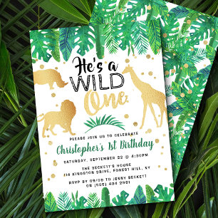 Wild One Boys First Birthday Party Invitations