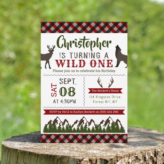 Wild One Boys First Birthday Party Invitations (Creator Uploaded)