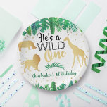 Wild One Boys First Birthday Party Paper Plate<br><div class="desc">Celebrate in style with these trendy gender reveal party paper plates. The design is easy to personalise with your own wording and your family and friends will be thrilled when they see these fabulous party plates.</div>