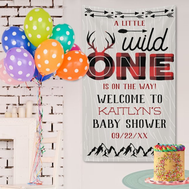 Wild One Boys Rustic Plaid Lumberjack Baby Shower Banner (Creator Uploaded)