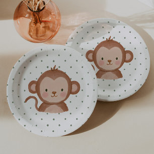 Wild One Boys' Safari Monkey Polkadot Paper Plate