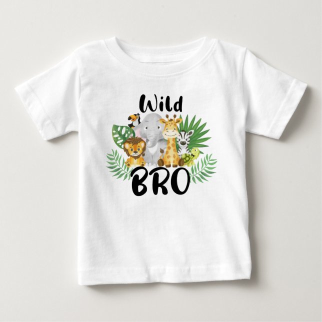 Wild One Bro Brother 1st Birthday Safari Family  Baby T-Shirt (Front)