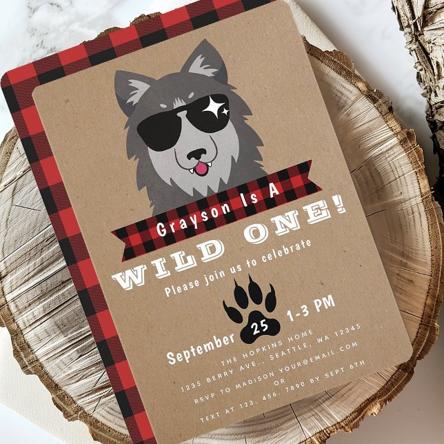 Wild One Cool Wolf 1st Birthday Invitation (Creator Uploaded)