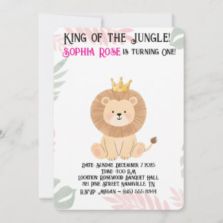 Wild One Crown First Birthday Invitation