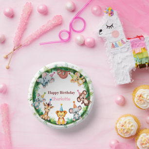 Wild One Cute Animals Balloon Boy Birthday party Paper Plate