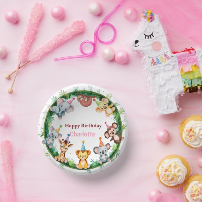 Wild One Cute Animals Balloon Boy Birthday party Paper Plate (Party)