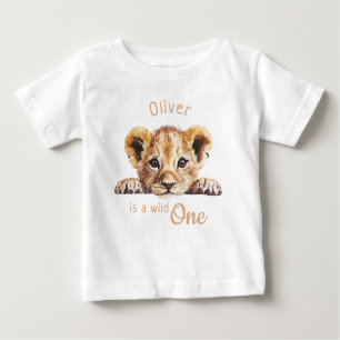 Wild One Cute Baby Lion Personalised  Baby T-Shirt