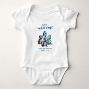 Wild One Cute Dinosaur First Birthday Party Baby Bodysuit