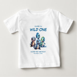 Wild One Cute Dinosaur First Birthday Party Baby T-Shirt
