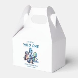 Wild One Cute Dinosaur First Birthday Party Favour Box