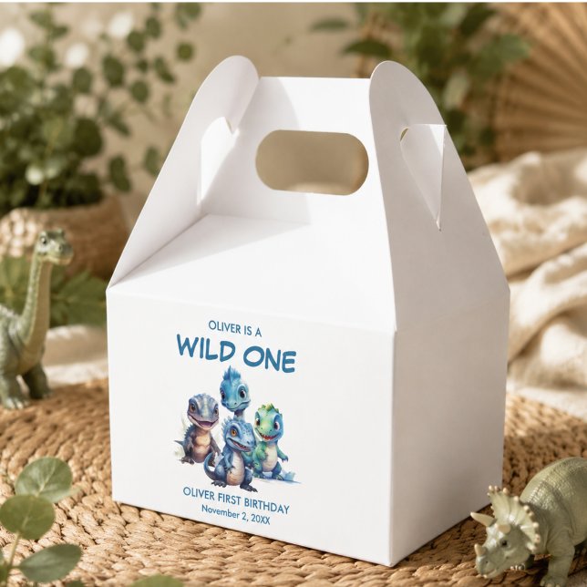 Wild One Cute Dinosaur First Birthday Party Favour Box (Wild One Cute Dinosaur First Birthday Party Favor Boxes)