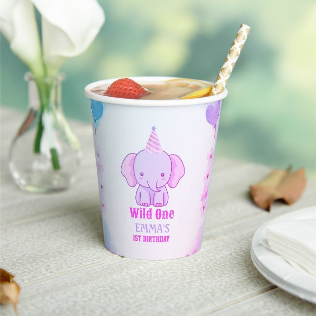 Wild One Cute Elephant 1st Birthday  Paper Cups (Insitu)