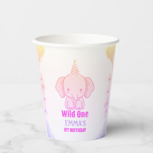 Wild One Cute Elephant 1st Birthday  Paper Cups