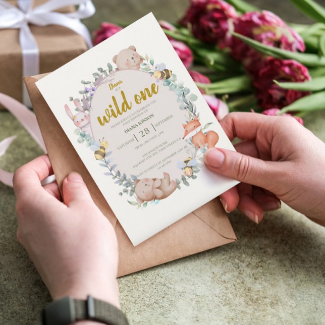 Wild One Cute Forest Animals 1st Birthday Invitation (Creator Uploaded)