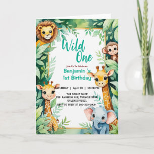 Wild One Cute Jungle Animal Child's 1st Birthday  Invitation