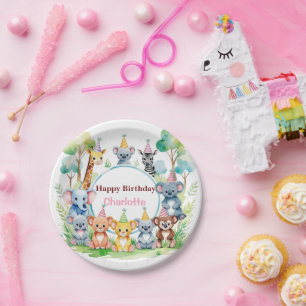 Wild One Cute Jungle Animal Child's Birthday  Paper Plate