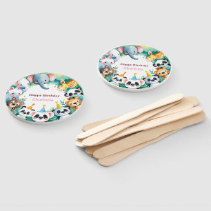 Wild One Cute Jungle Animals Child's Birthday Hand Fan