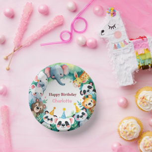 Wild One Cute Jungle Animals Child's Birthday  Paper Plate