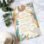 Wild one. Cute jungle safari animal kids birthday Invitation<br><div class="desc">"Wild One" jungle safari kids birthday party invitation with cute giraffe,  sloth,  parrot,  elephant,  snake.</div>