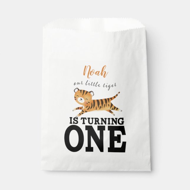 Wild One Cute Jungle Tiger 1st Birthday Favour Bags (Front)