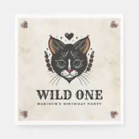 Wild One Cute Kitten Cat Rockabilly 1st Birthday