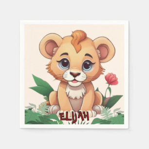 Wild One Cute Lion Jungle Theme Napkin