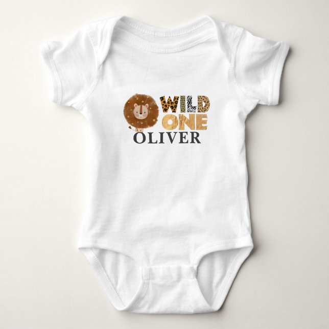 Wild One Cute Lion King  Baby Bodysuit (Front)